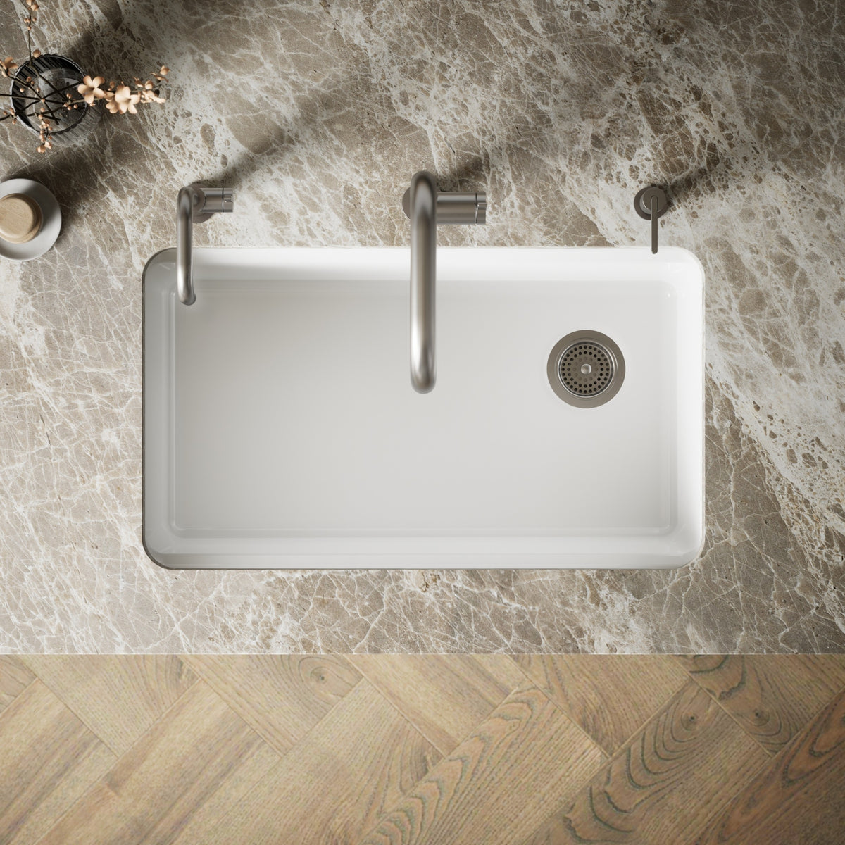 Kohler Eviye Riverby Tezgah Altı Döküm Beyaz