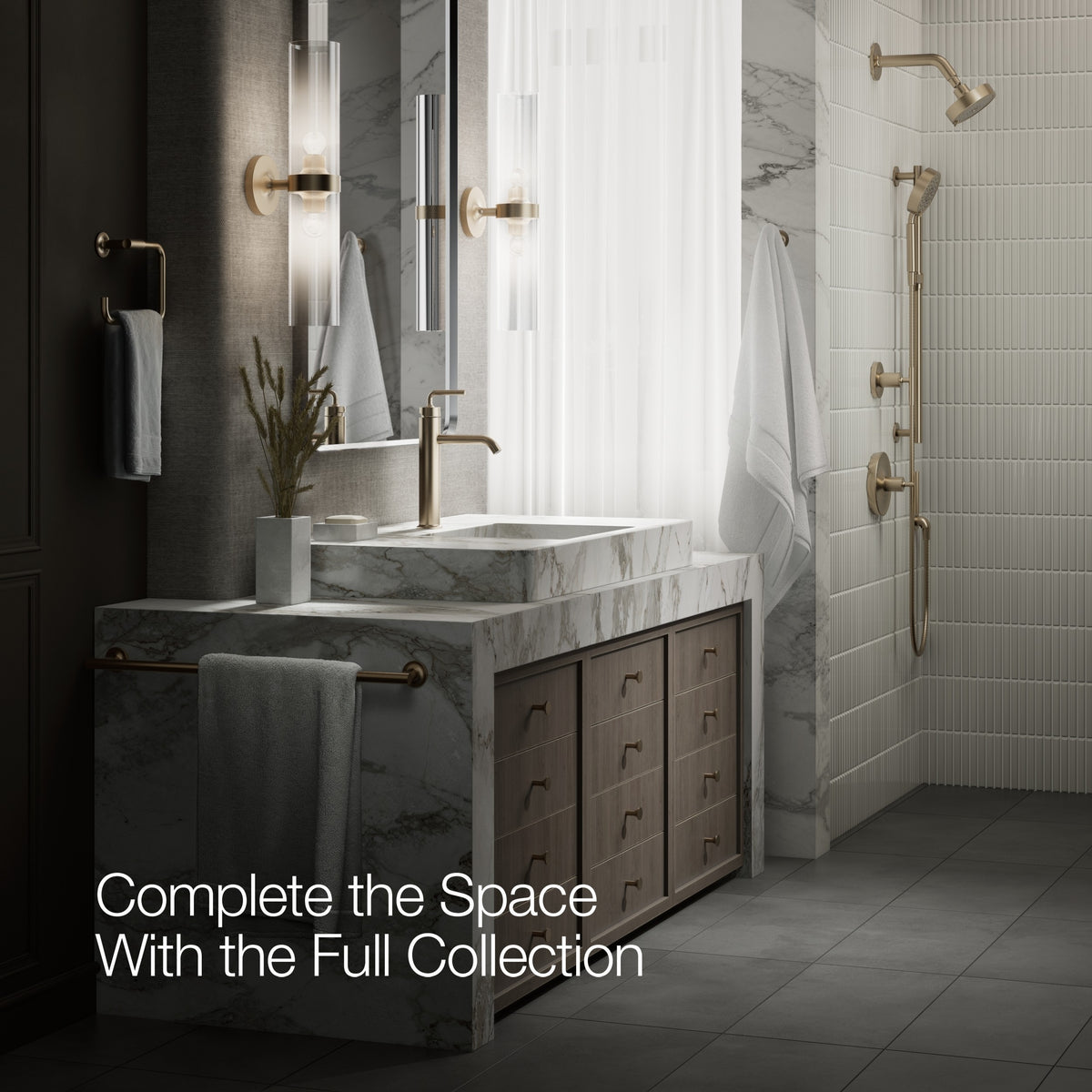 Kohler Lavabo Bataryası Çanak Purist, Brushed Bronze