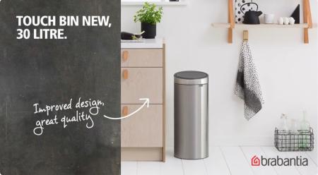 Brabantia Çöp Kutusu 30 litre Touch Bın New Dokunmatik Ayışığı Siyahı 128967