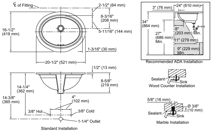 Kohler Lavabo Tezgah Altı Devonshire Beyaz - 10KOH2336-0000