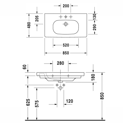 Duravit Lavabo D-Code Etajerli 85 x 48 cm 0342850002 - Thumbnail 20DRV0342850002