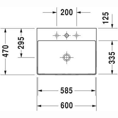 Duravit Lavabo DuraSquare DuraCeram Çanak60 cm Beyaz 2353600071 - Thumbnail 20DRV2353600071