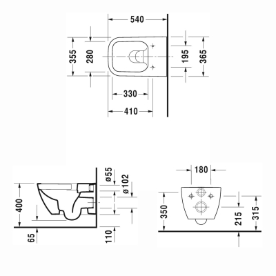 DURAVİT - Duravit Klozet Asma+Amortisörlü Kapak Happy D.2 Plus Beyaz 2222390075 + 0064590095