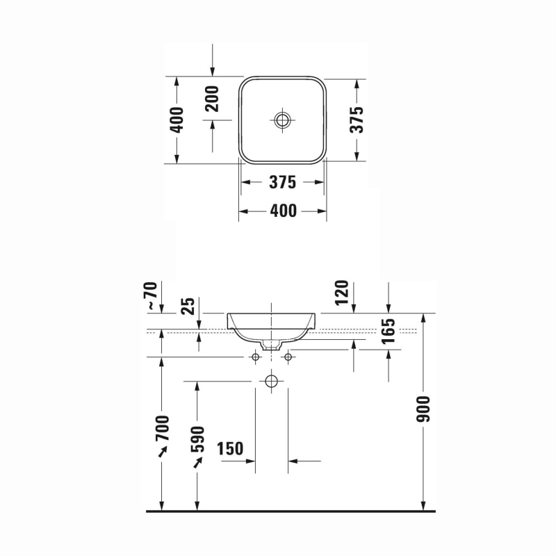 Duravit Lavabo Çanak Happy D.2 Plus40 x 40 cm Beyaz  2359400000 - 20DRV2359400000