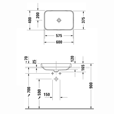 Duravit Lavabo Çanak Happy D.2 Plus 60 x 40 cm Beyaz 2359600000 - Thumbnail 20DRV2359600000