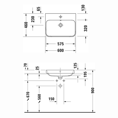 Duravit Lavabo Happy D.2 Plus 60 x 46 cm Beyaz  2360600000 - Thumbnail 20DRV2360600000