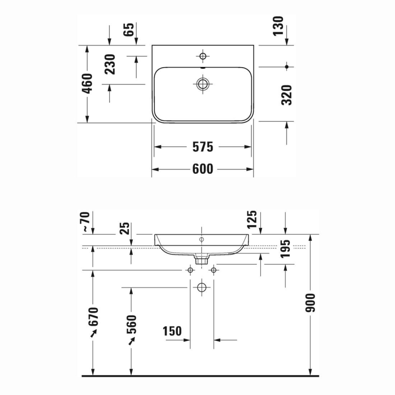 Duravit Lavabo Happy D.2 Plus 60 x 46 cm Beyaz  2360600000 - 20DRV2360600000