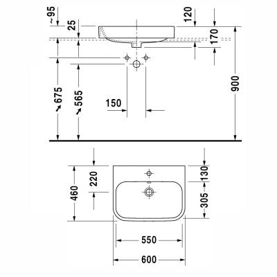 Duravit Lavabo Happy D.2 Tezgahüstü 60 x 46 cm 2315600000 - Thumbnail 20DRV2315600000