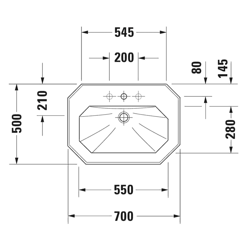 Duravit Lavabo 1930 Serisi Tezgah Üstü 70 x 50 cm Beyaz 0438700000 - 20DRV0438700000