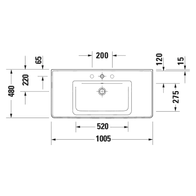 Duravit Lavabo D-Neo Etejerli Tezgah Üstü 105 x 48 cm, Beyaz 2367100000 - Thumbnail 20DRV2367100000