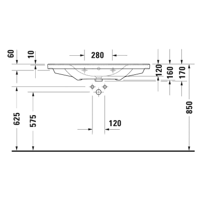 Duravit Lavabo D-Neo Etejerli Tezgah Üstü 105 x 48 cm, Beyaz 2367100000 - Thumbnail 20DRV2367100000