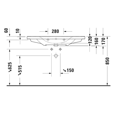 Duravit Lavabo D-Neo Etejerli Tezgah Üstü 105 x 48 cm, Beyaz 2367100000 - Thumbnail 20DRV2367100000