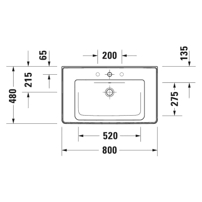 Duravit Lavabo D-Neo Etejerli Tezgah Üstü 80 x 48 cm, Beyaz 2367800000 - Thumbnail 20DRV2367800000