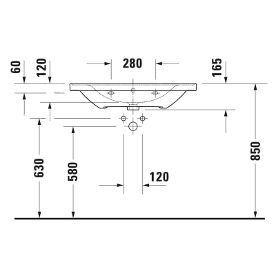 Duravit Lavabo D-Neo Etejerli Tezgah Üstü 80 x 48 cm, Beyaz 2367800000 - Thumbnail 20DRV2367800000