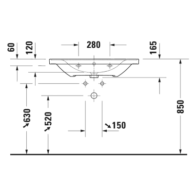 Duravit Lavabo D-Neo Etejerli Tezgah Üstü 80 x 48 cm, Beyaz 2367800000 - Thumbnail 20DRV2367800000