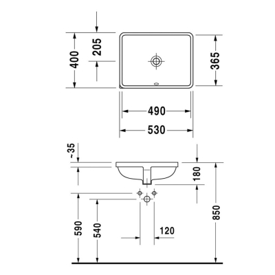 Duravit Lavabo Starck 3 Tezgah Altı Alpin Beyaz 0305490000 - Thumbnail 20DRV0305490000