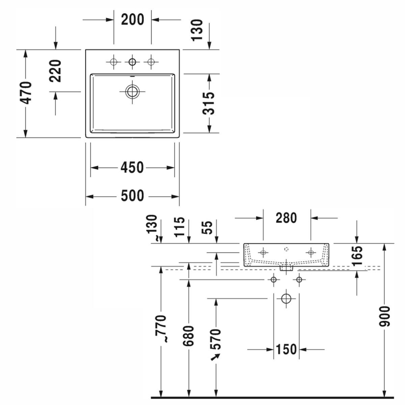 Duravit Lavabo Vero Air Tezgahüstü 50 cm 2350500027 - 20DRV2350500027