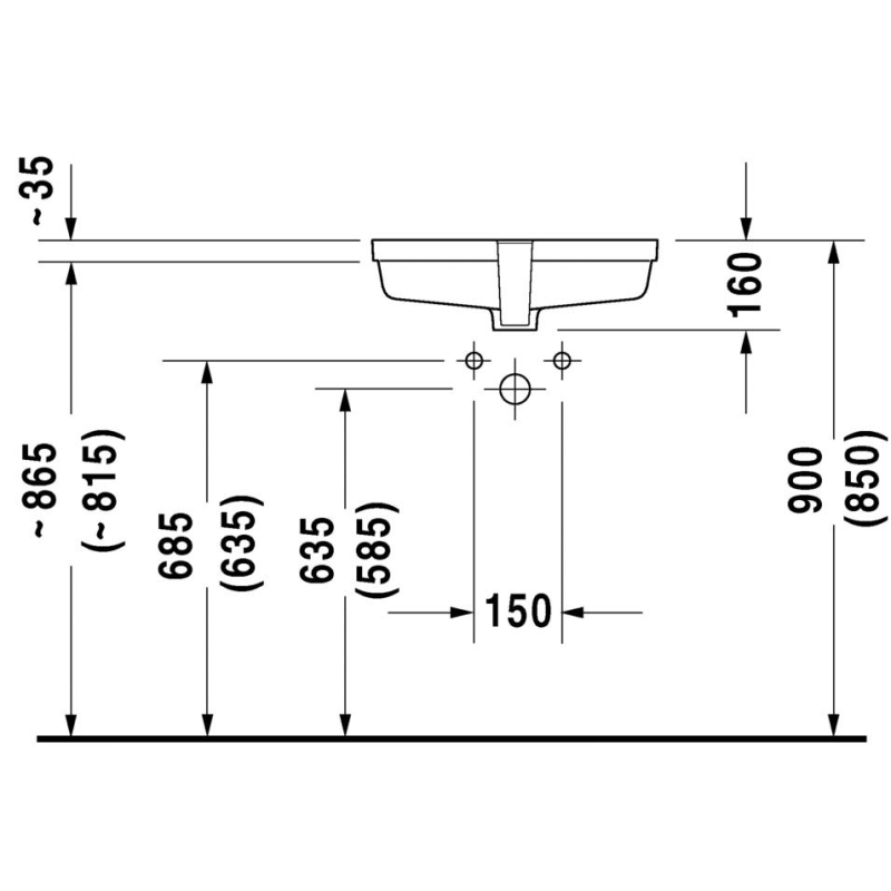 Duravit Lavabo Vero Tezgah Altı48,5 x 31,5 cm, Alpin Beyaz 0330480000 - 20DRV0330480000