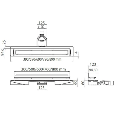 Evi Metal Duş Kanalı HighLine 50 lik Çıkışlı 60 cm Satine Yüzey - Thumbnail 20EVİHDK11.2000.60.1SI