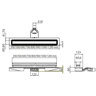 Evi Metal Duş Kanalı ProdiLine 50 lik Çıkışlı 50 cm Paslanmaz Çelik - Thumbnail 20EVİPDK11.1050.50.1SI