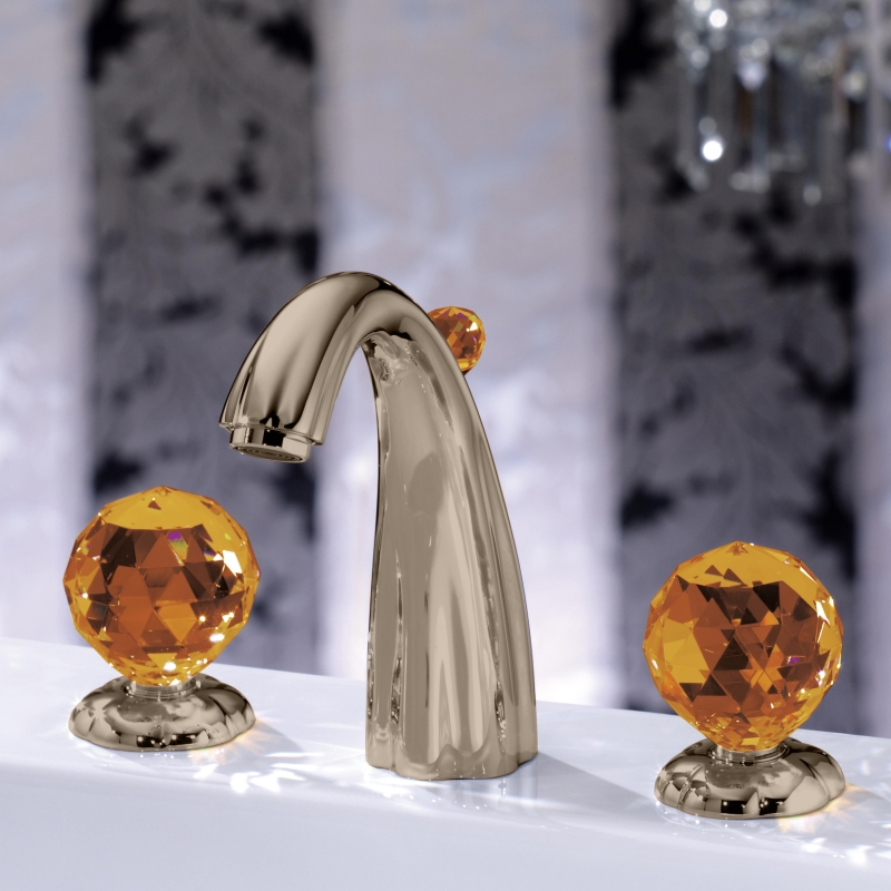 Jörger Florale Crystal 3 Delikli Lavabo Bataryası Bronz Amber - 10JOR600.30.300.011.16