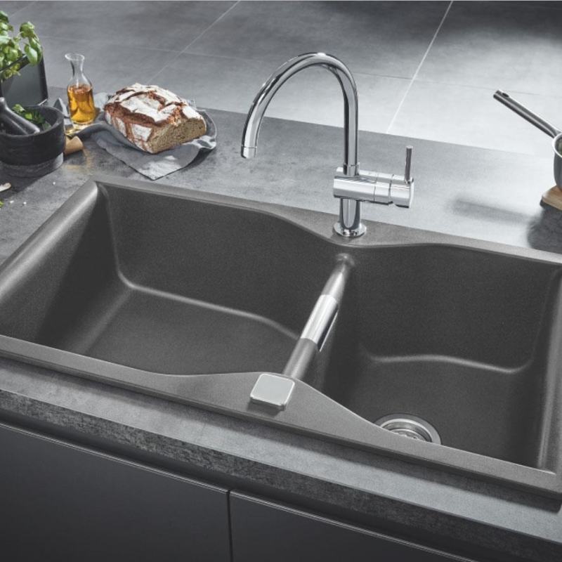 Grohe 700 Kuvars Kompozit Eviye 100 -C 90/50, Granit Gri Rengi - 31658AT0 - 10GRO31658AT0