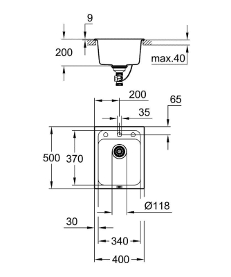 Grohe 700 Kuvars Kompozit Eviye 50 -C 40/50, Granit Gri Rengi - 31650AT0 - Thumbnail 10GRO31650AT0