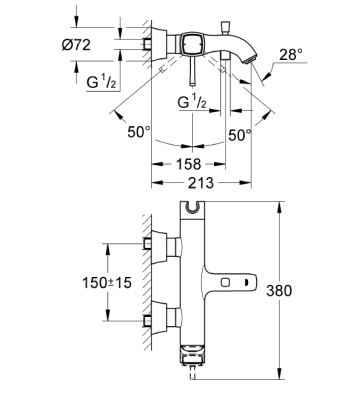 GROHE - Grohe Banyo Bataryası Grandera Krom - 23317000 (1)