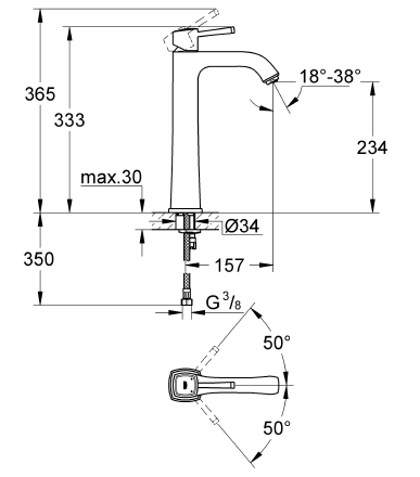 Grohe Çanak Lavabo Bataryası Grandera Krom/Altın - 23313IG0 - 10GRO23313IG0