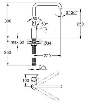 Grohe Eviye Bataryası Döner Borulu Essence Krom - 30269000 - Thumbnail 10GRO30269000