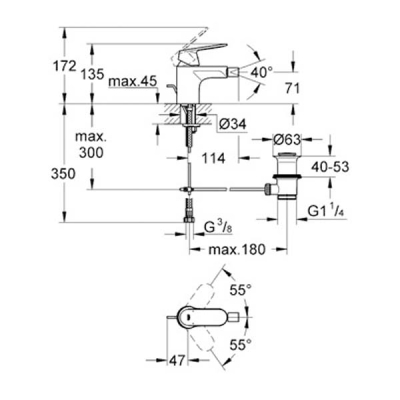 GROHE - Grohe Eurocosmo Tek Kumandalı Bide Bataryası - 32839000