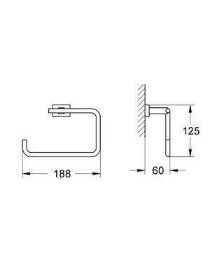 Grohe Eurocube Halka Yuvarlak Havluluk - 40510001 - Thumbnail 10GRO40510001