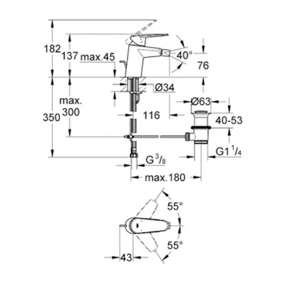 GROHE - Grohe Eurodisc Cosmopolitan Tek Kumandalı Bide Bataryası - 33244002