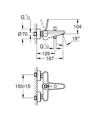 Grohe Eurodisc Joy Tek Kumandalı Banyo Bataryası - 23431000 - Thumbnail 10GRO23431000