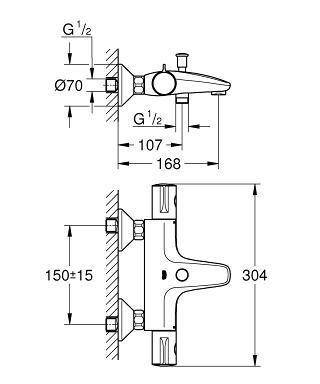 Grohe Grohtherm 800 Termostatik Banyo Bataryası - 34576000 - Thumbnail 10GRO34576000