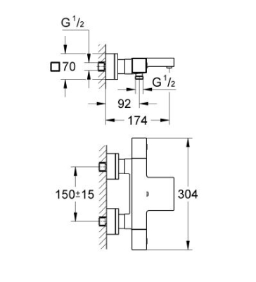 Grohe Grohtherm Cube Termostatik Banyo Bataryası - 34497000 - Thumbnail 10GRO34497000