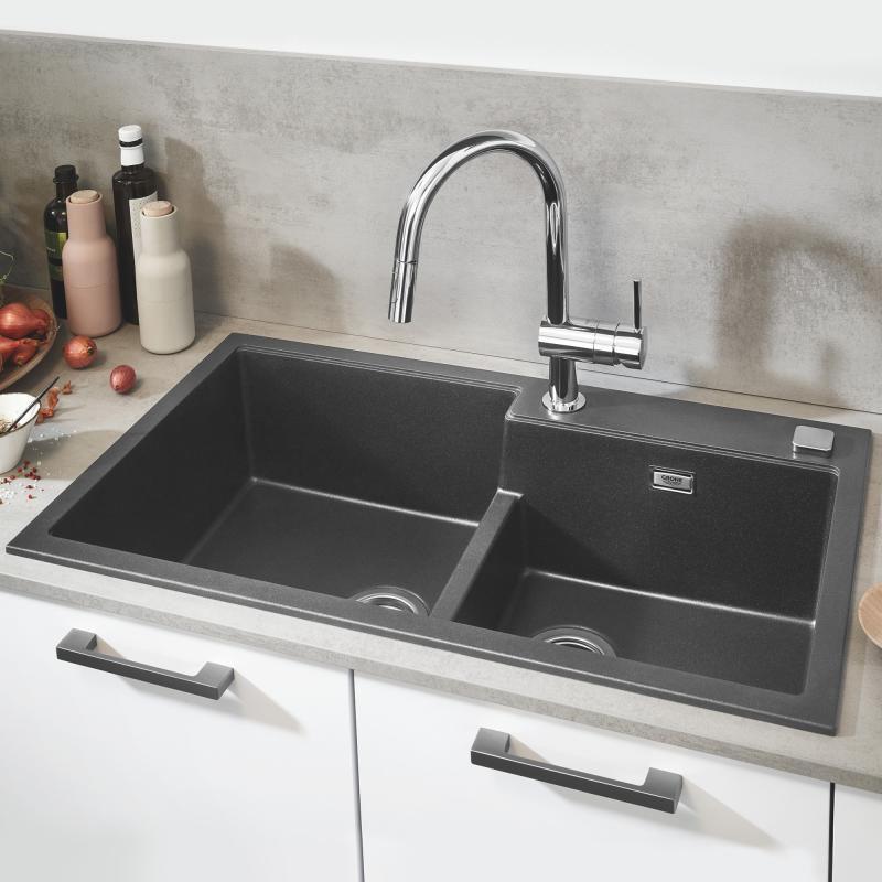 Grohe K500 Kuvars Kompozit Eviye 90 -C 86/50, Granit Gri Rengi - 31649AT0 - 10GRO31649AT0