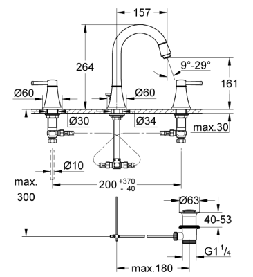 GROHE - Grohe Lavabo Bataryası 3 Delikli Grandera Krom - 20389000 (1)