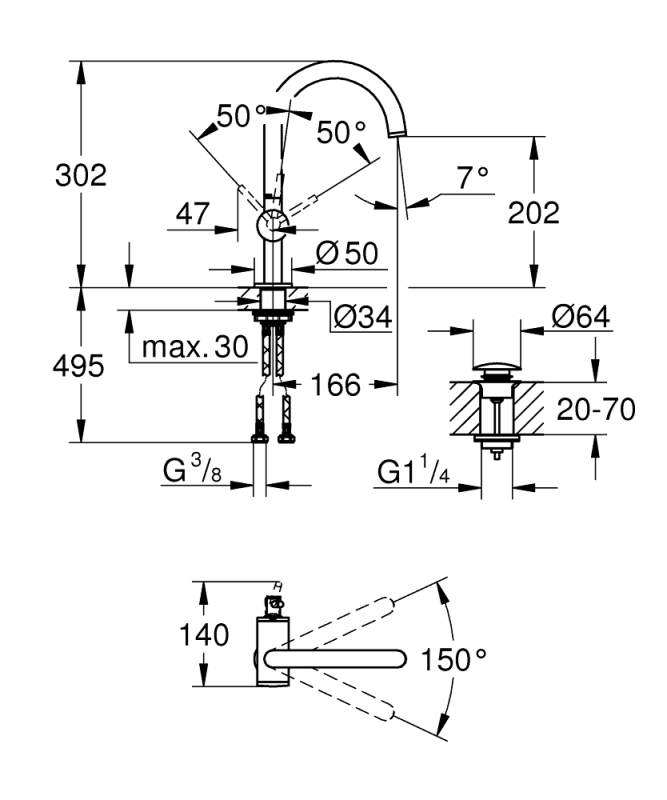 Grohe Lavabo Bataryası Atrio L-Boyut - 24362AL0 - 10GRO24362AL0