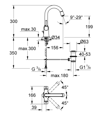 GROHE - Grohe Lavabo Bataryası Grandera L-Boyut Krom - 21107000 (1)