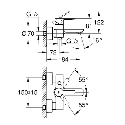 Grohe Lineare Tek Kumandalı Banyo Bataryası - 33849001 - Thumbnail 10GRO33849001