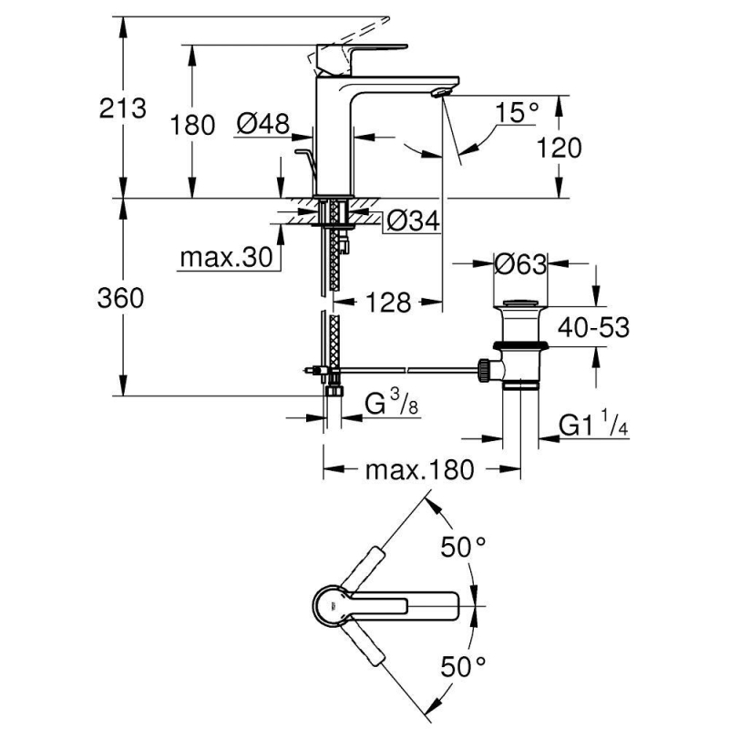 Grohe Lavabo Bataryası Lineare S-Boyut Krom - 32114001 - 10GRO32114001