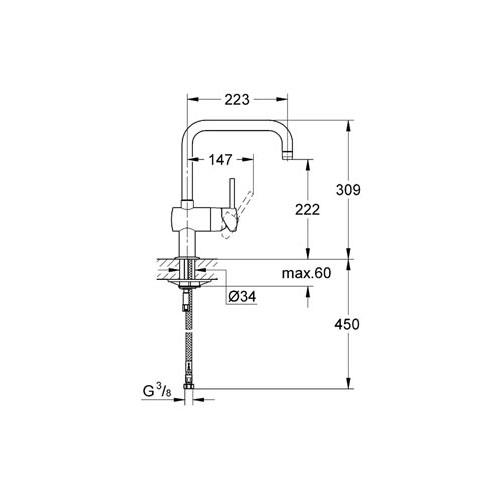 Grohe Eviye Bataryası Döner Borulu Minta Krom - 32488000 - 10GRO32488000