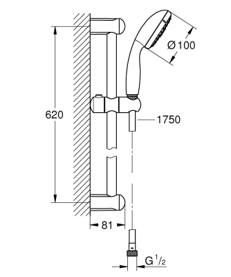 Grohe New Tempesta 100 Duş Seti 4 Akışlı - 27645001 - Thumbnail 10GRO27645001