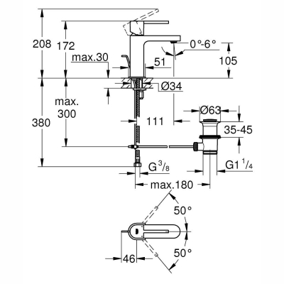 Grohe Lavabo Bataryası Plus S-Boyut Krom - 32612003 - Thumbnail 10GRO32612003