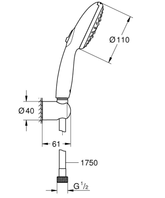 Grohe Tempesta 110 El Duşu Seti 3 Akışlı Rain,Jet,Massage - 26639003 - Thumbnail 10GRO26639003