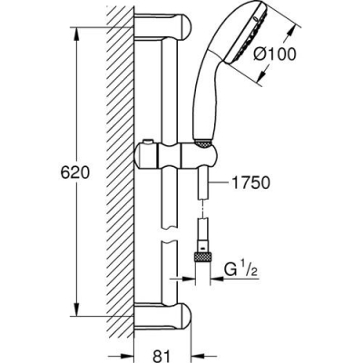 Grohe Tempesta Duş Seti 3 Fonksiyonlu El Duşlu Krom - 27644001 - Thumbnail 10GRO27644001