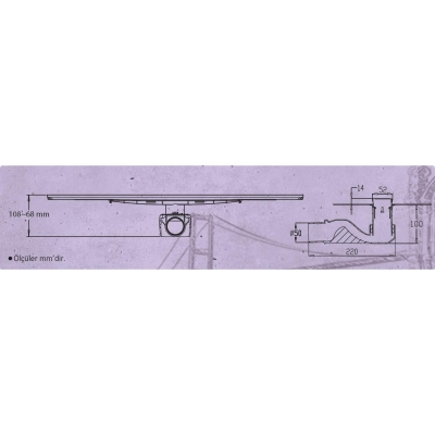 HÜPPE - Hüppe Duş Kanalı 60 cm 50 Lik Yandan Çıkışlı Mat Paslanmaz Çelik Studio 