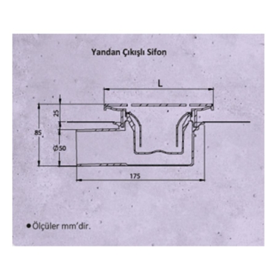 Hüppe Yer Sifonu 10 x 10 cm 50 Lik Yandan Çıkışlı Mat Paslanmaz Çelik Master X - Thumbnail 20HÜPPEK000013