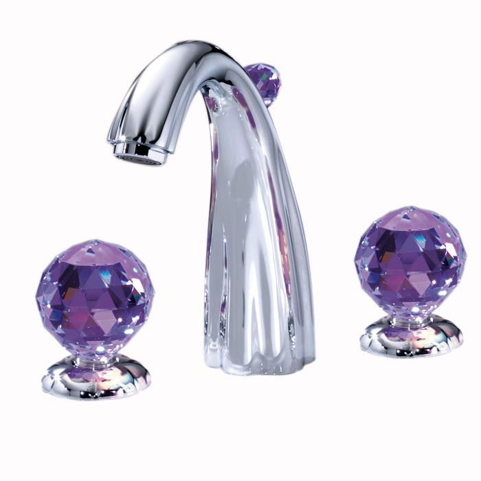 Jörger Florale Crystal 3 Delikli Lavabo Bataryası Krom Ametist - 10JOR600.30.300.000.17